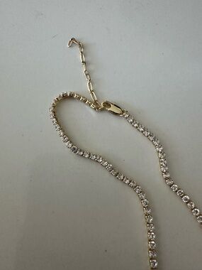 Gold Crystal Tennis Necklace - Sparkling Gold Chain